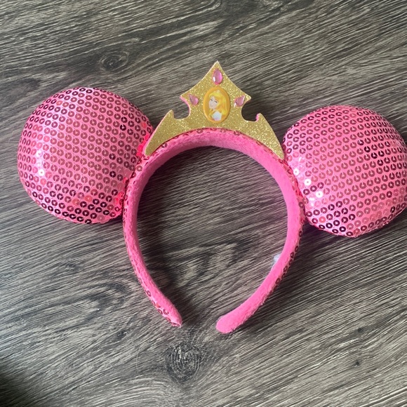 Disney Parks Princess Aurora Sleeping Beauty Mickey Ears Pink Glitter Headband